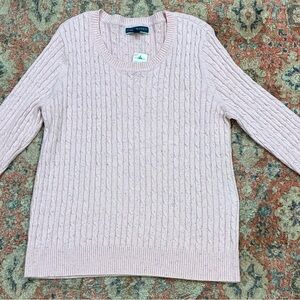 Karen Scott Light Pink Cable Knit Crewneck Sweater